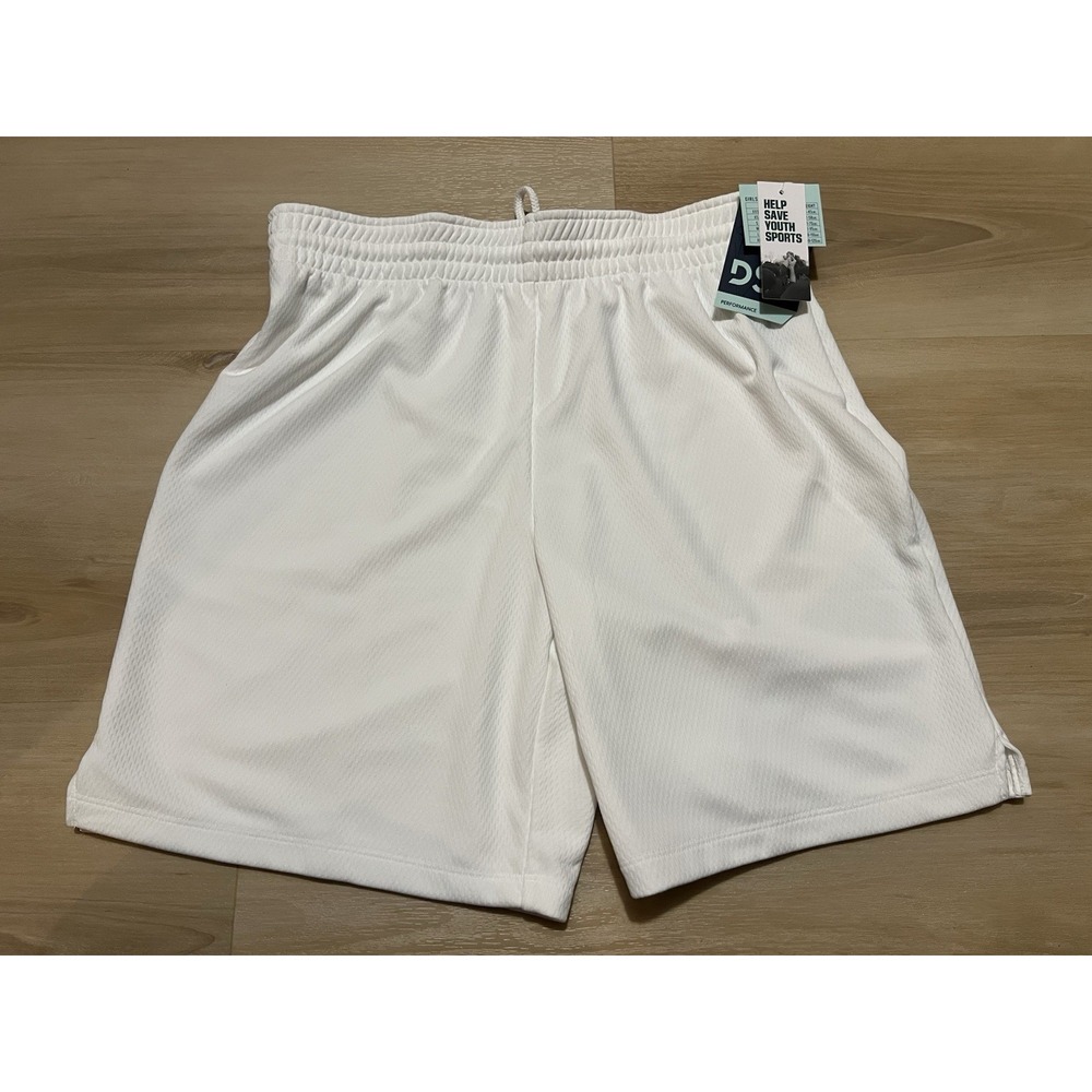 NWT Girls DSG Basketball Shorts White Size Large Youth Kids‎ Unisex Drawstring